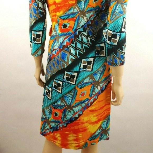 Anthropologie From The Heart Deco Print Wrap Front Dress Size S Fits Large - Picture 7 of 9